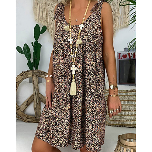 

Women's Brown Dress Loose Leopard M L