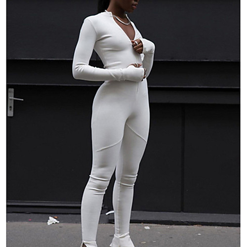 

Women's White Black Jumpsuit Onesie, Solid Colored S M L