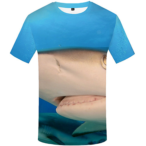 

Men's Daily Sports Basic / Street chic T-shirt - Floral / 3D / Graphic Print Blue