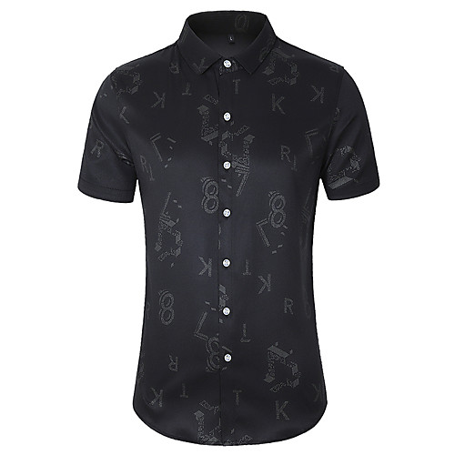 

Men's Plus Size Geometric Shirt Chinoiserie Holiday White / Black / Light Blue / Short Sleeve