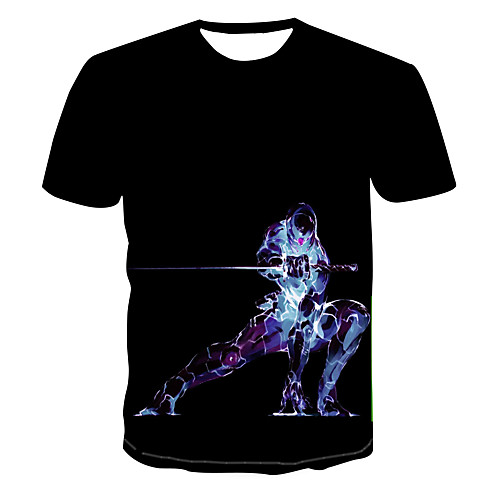 

Men's Color Block 3D Print T-shirt Street chic Punk & Gothic Club Weekend Round Neck Black / Short Sleeve