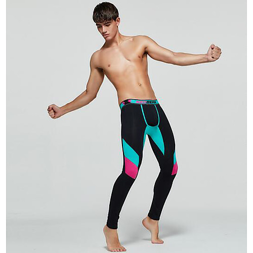 

Men's Normal Acrylic Sexy Long Johns Geometric Mid Waist