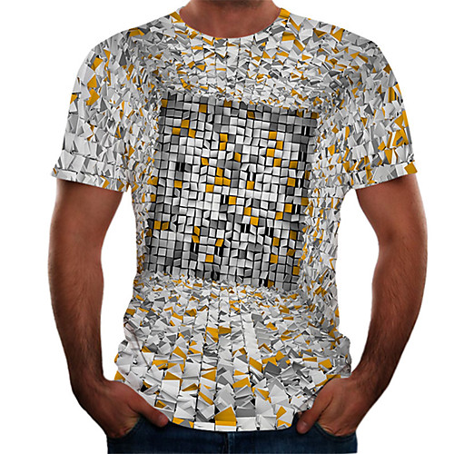 

Men's Daily Basic T-shirt - Color Block / 3D Print Gray