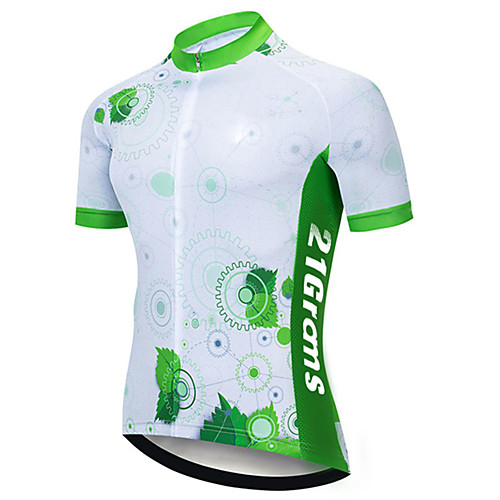 

21Grams Men's Short Sleeve Cycling Jersey Green Gear Bike Jersey Top Mountain Bike MTB Road Bike Cycling UV Resistant Breathable Quick Dry Sports Clothing Apparel / Stretchy / Race Fit / Italian Ink