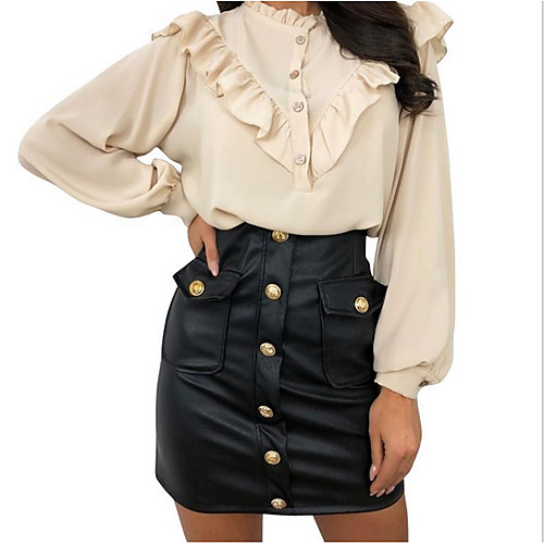 

Women's Bodycon Skirts - Solid Colored Black S M L