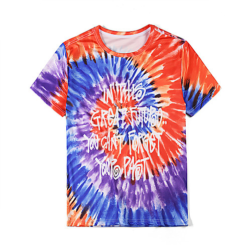 

Men's 3D Tie Dye Print T-shirt Basic Daily Weekend Round Neck Rainbow