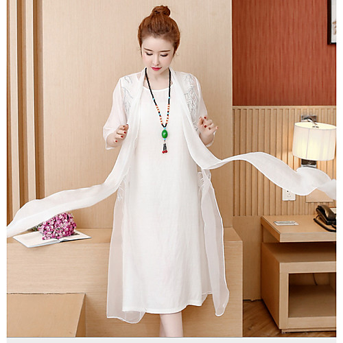 

Women's Blushing Pink White Dress Shift Solid Color M L