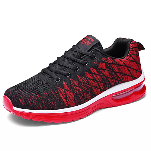 

Men's Elastic Fabric / Tissage Volant Spring & Summer Sporty Trainers / Athletic Shoes Running Shoes Non-slipping Color Block Black / Red / Black / Black / Green