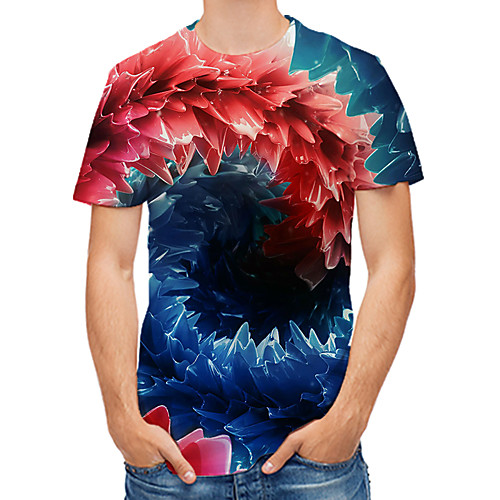 

Men's Daily Club Rock / Street chic T-shirt - 3D / Abstract / Visual Deception Print Rainbow