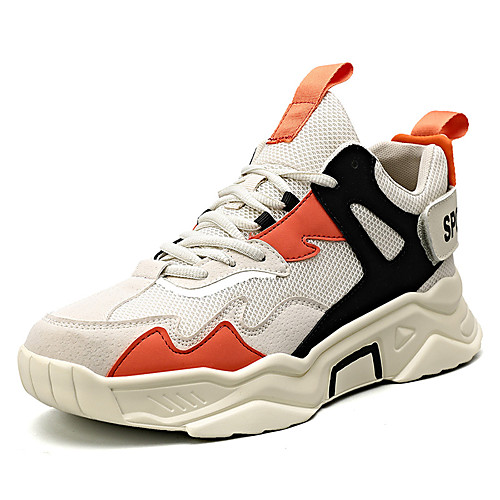 

Men's Mesh / PU Fall / Spring & Summer Sporty / Casual Athletic Shoes Running Shoes / Walking Shoes Breathable Color Block White / Black / Beige