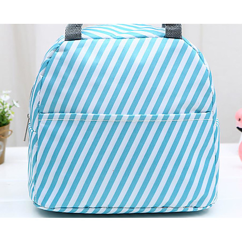 

Women's Zipper Oxford Cloth Top Handle Bag Striped Blushing Pink / Blue