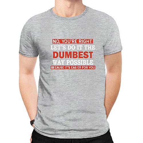 

Men's Daily Sports Business / Basic T-shirt - Solid Colored / Letter Black & White, Print Green