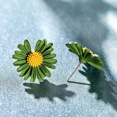 

Women's Stud Earrings Tropical Flower Shape Stylish Simple Classic Basic Cute S925 Sterling Silver Earrings Jewelry Yellow / Orange / Green For Party Gift Daily Work Festival 2pcs