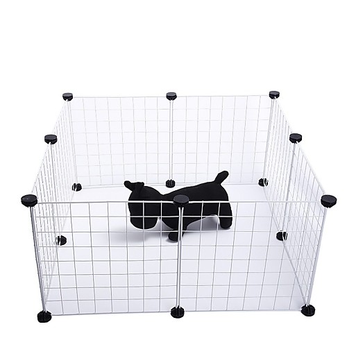 

Dog Cat Playpen Wire Crate Fence Systems Foldable Washable Durable Hardware Mounted Metal S M L White 6pcs