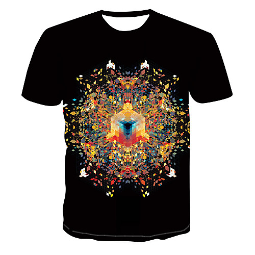 

Men's Club Weekend Street chic / Punk & Gothic T-shirt - Color Block / 3D / Abstract Print Black