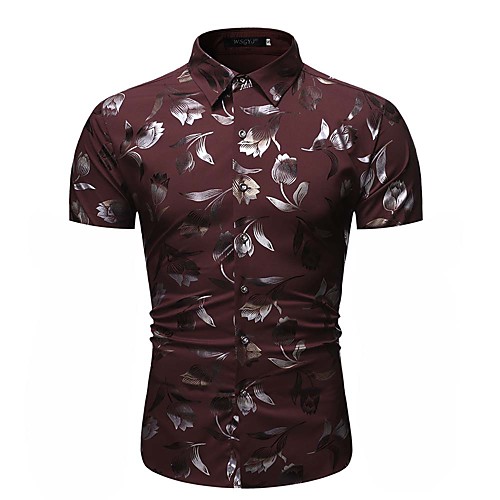 

Men's Holiday Tropical Shirt - Geometric Print Red