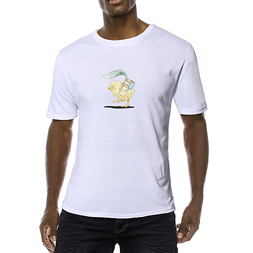 

Men's Daily Sports Business / Basic T-shirt - Solid Colored / Animal Black & White, Print Yellow