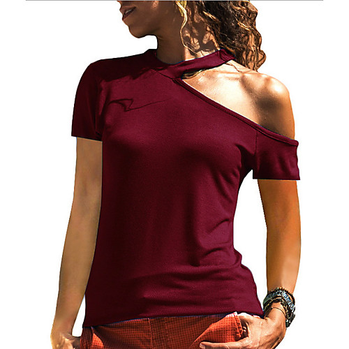 

Women's Daily Blouse - Solid Colored Wine