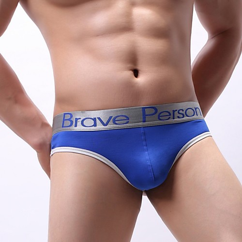

Men's Basic Briefs Underwear / G-string Underwear Mid Waist Light Blue Fuchsia Orange S M L