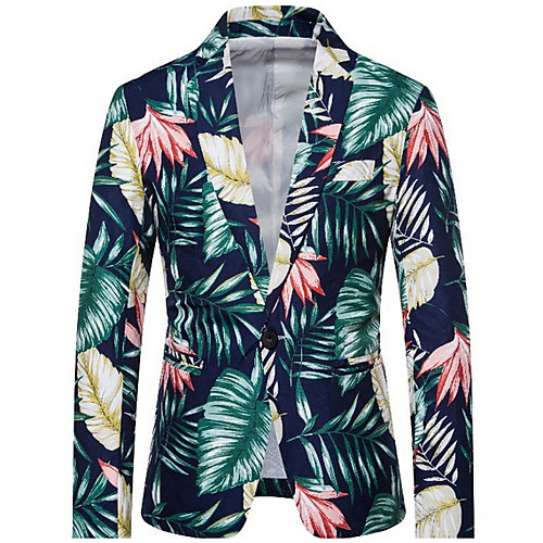 

Men's Blazer Notch Lapel Polyester Blue