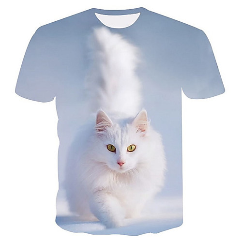 

Men's Daily Holiday Street chic / Exaggerated T-shirt - 3D / Tie Dye / Animal Wolf, Print White