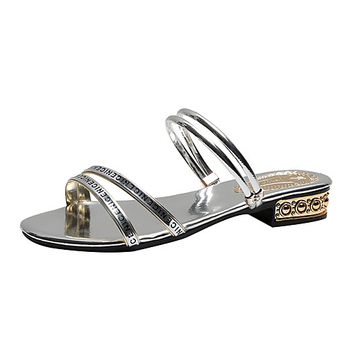 

Women's Sandals 2020 Low Heel Open Toe PU Classic / Casual Spring & Fall / Spring & Summer Purple / Gold / Black / Party & Evening