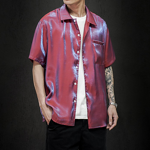 

Men's Party Street chic / Punk & Gothic Shirt - Geometric / Galaxy Sequins Purple