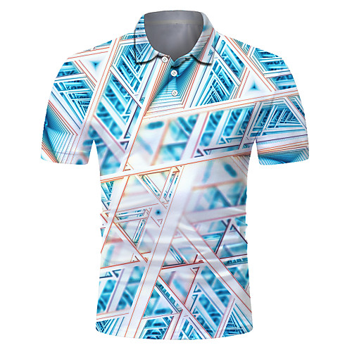 

Men's Club Weekend Rock / Exaggerated Polo - Color Block / 3D / Abstract Print Light Blue