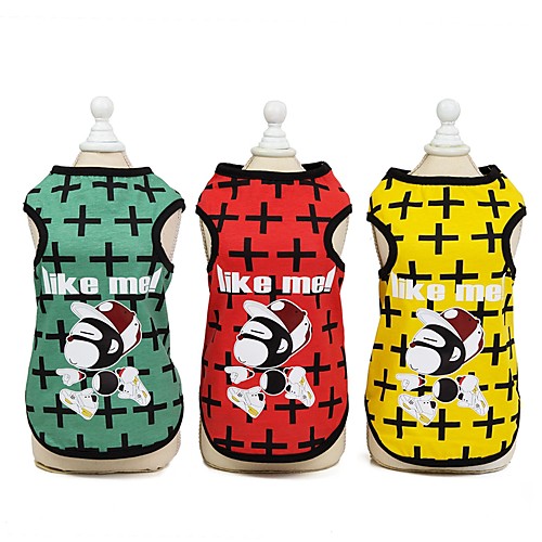 

Dog Vest Dog Clothes Yellow Red Green Costume Husky Labrador Alaskan Malamute Cotton Geometic Quotes & Sayings Casual / Daily S M L XL XXL