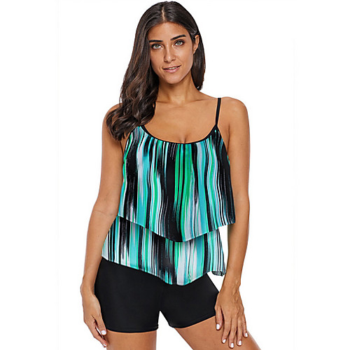 

Women's Yellow Green Bikini Swimwear Swimsuit - Striped S M L Yellow