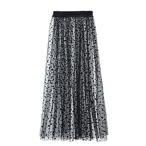 

Women's Dress / Going out Active / Street chic Pencil Skirts - Polka Dot Tulle Black S M L / Loose