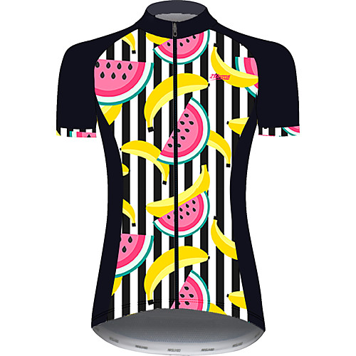 

21Grams Women's Short Sleeve Cycling Jersey Black / Red Fruit Bike Jersey Top Mountain Bike MTB Road Bike Cycling UV Resistant Breathable Quick Dry Sports Clothing Apparel / Stretchy
