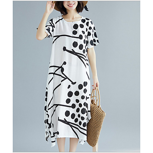 

Women's Red Black Dress Loose Polka Dot Print M L