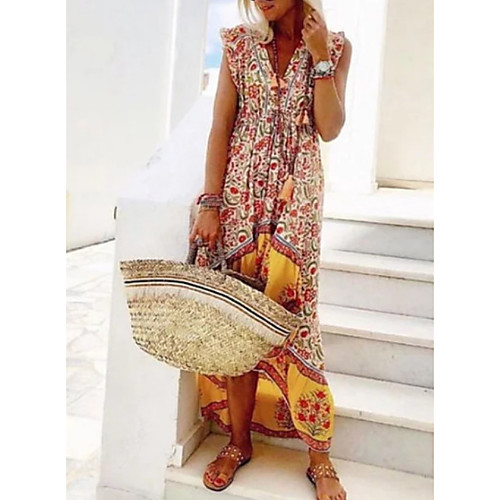 

Women's Blushing Pink Red Dress Shift Print S M