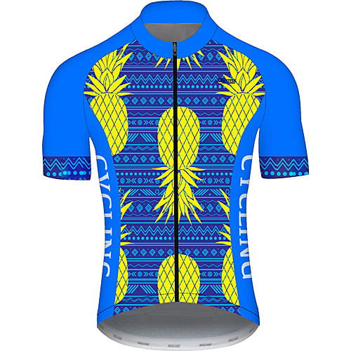 

21Grams Men's Short Sleeve Cycling Jersey BlueYellow Bike Jersey Top Mountain Bike MTB Road Bike Cycling UV Resistant Breathable Quick Dry Sports Clothing Apparel / Stretchy