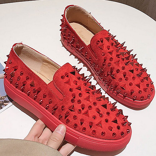 

Women's Loafers & Slip-Ons Flat Heel Round Toe PU Spring & Summer Red / Black