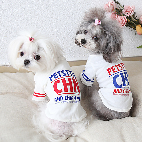 

Dog Costume Shirt / T-Shirt Dog Clothes Breathable Red Blue Costume Beagle Bichon Frise Chihuahua Cotton Quotes & Sayings Casual / Sporty Cute XS S M L XL