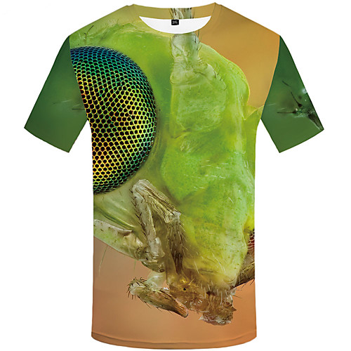 

Men's Daily Sports Basic / Street chic T-shirt - 3D / Graphic / Animal Print Green