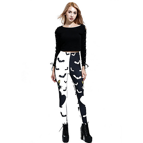 

Women's Basic Legging - Print Mid Waist Black S M L