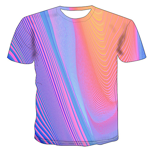 

Men's Daily Going out Basic T-shirt - Color Block / 3D / Abstract Print Purple