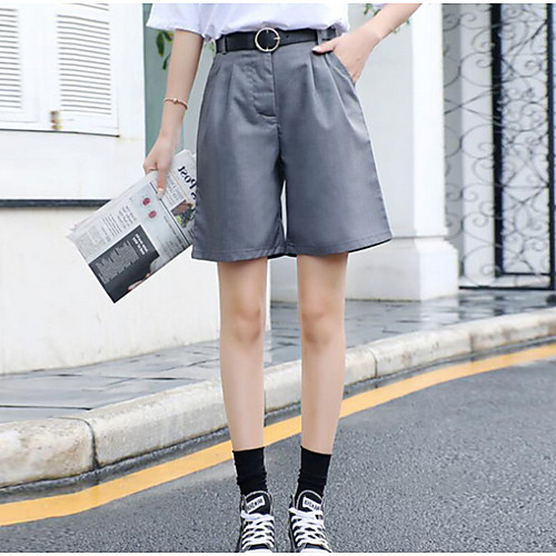 

Women's Basic Shorts Pants - Solid Colored Black Gray S M L