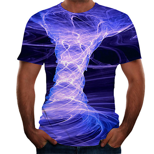 

Men's Daily Basic T-shirt - Color Block / 3D Print Purple
