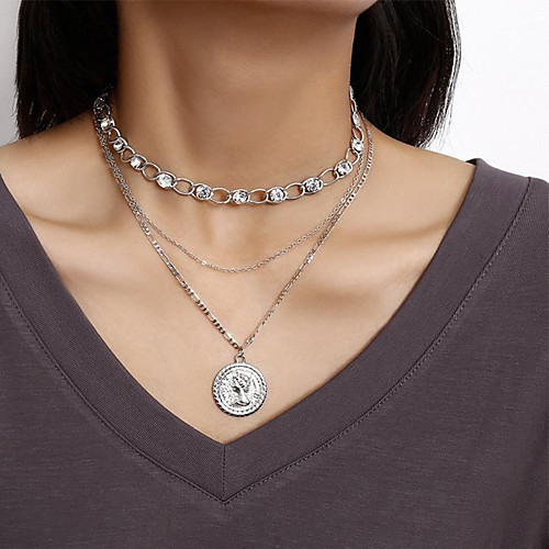

Women's Pendant Necklace Necklace Layered Necklace Stacking Stackable Lucky Statement Classic Vintage Trendy Chrome Imitation Diamond Gold Silver 55 cm Necklace Jewelry 1pc For Party Evening Prom