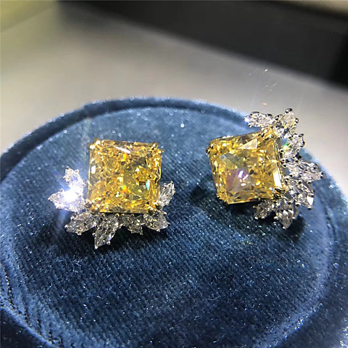 

5 carat Synthetic Diamond Earrings Alloy For Women's Square Cut Ladies Stylish Antique Luxury Wedding Party Evening Formal High Quality Retro 1 Pair