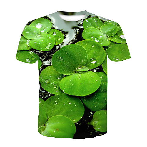 

Men's Daily Sports Basic T-shirt - Floral / Color Block / 3D Print Green