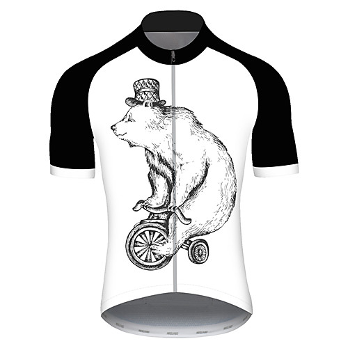 

21Grams Men's Short Sleeve Cycling Jersey Black / White Animal Bear Snake Bike Jersey Top Mountain Bike MTB Road Bike Cycling UV Resistant Breathable Quick Dry Sports Clothing Apparel / Stretchy