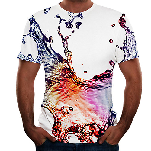 

Men's Daily Basic T-shirt - Color Block / 3D Print White