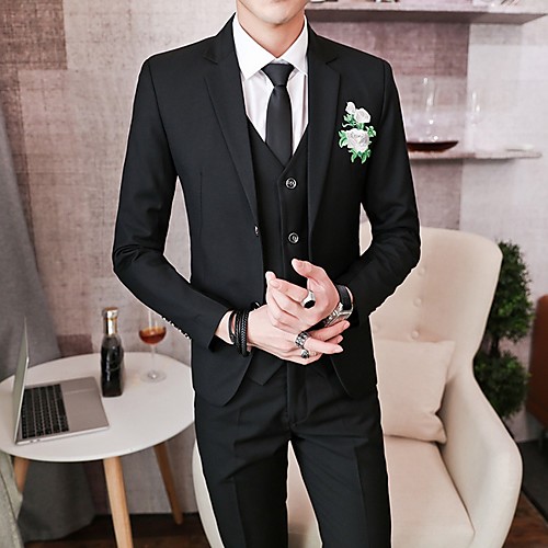 

Men's Suits Notch Lapel Polyester Black / Gray