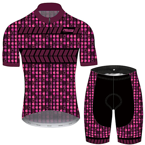 

21Grams Men's Short Sleeve Cycling Jersey with Shorts Black / Red Polka Dot Gradient Geometic Bike Clothing Suit UV Resistant Breathable Quick Dry Sweat-wicking Sports Polka Dot Mountain Bike MTB