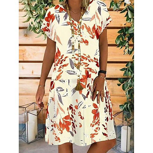 

Women's White Black Dress A Line Floral S M